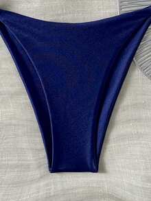 Swim Chiccia 女士棕色编织肩带钢圈性感比基尼泳衣，适合海滩度假；夏季 Zestiva 女士泳装比基尼套装，蓝色两件套，假日聚拢泳衣，女士比基尼套装泳装 - 藏蓝色 - 查看 6