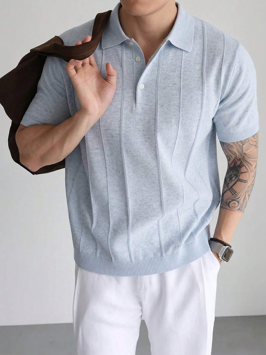 Manfinity Hypemode 男士纯色单排扣休闲百搭日常针织短袖上衣