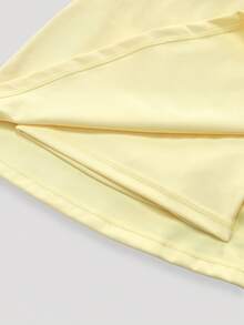 Sweetra High Waist Anti-Flashing Sports Skirt, Wrinkled Fabric Running Shorts With Attached Undershorts - Yellow - View 6