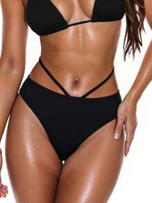 Swim Basics Summer Beach Women's Hollow Out Bottoms Music Festival - Black - View 6