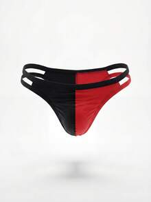 DrisQ Fashionable Patchwork Black & Red Fabric Mid-Waist Sexy Men's Underwear - Multicolor - View 3