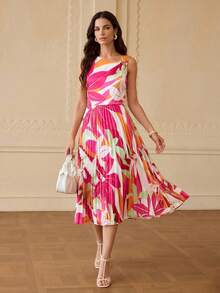 ZEYLAH 花卉圖案百褶中長洋裝 - 彩色 - 查看 2