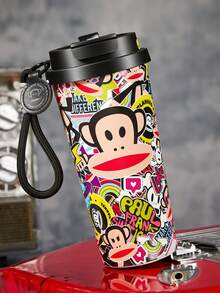 Paul Frank X SHEIN 500毫升/16盎司真空隔热不锈钢杯，配1个防漏盖，适用于冷热饮，适用于大多数车载杯架 - 黑色 - 查看 2