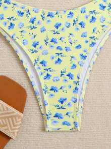 Swim Basics 女士碎花比基尼泳裤，适合海滩度假 - 黃色 - 查看 3