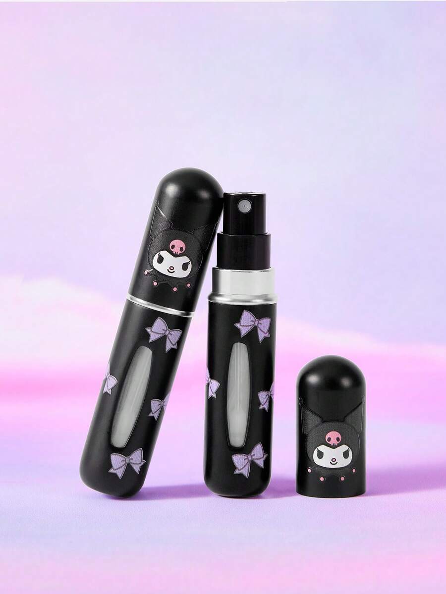 HELLO KITTY AND FRIENDS | SHEIN 1个5毫升/0.2盎司可爱卡通图案印花喷雾瓶，底部可灌装液体，可用于盛装香水、护肤水和其他液体产品，瓶身小巧便于携带。 - 黑色 - 查看 1