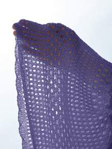 Swim Lushoire Wavy Hem, Beach Golf Short Cover Up, Geometric Perforated Floral Pattern White Summer Sexy - Mauve Purple - View 6