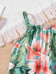 SHEIN Bộ áo liền quần dễ thương, thoải mái cho bé gái sơ sinh, thích hợp cho kỳ nghỉ hè. - màu xanh lá - Xem 8