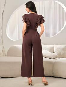 Modelyn Mono informal de mujer de unicolor con panel de malla, para uso diario - Café integral - Ver 6