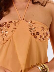 MUSERA Áo kiểu quấn ngực bằng chiffon xếp ly, dễ thương, gợi cảm, thích hợp cho mùa hè, mùa xuân, kỳ nghỉ, đi chơi, dự tiệc, đi dạo, phong cách thanh lịch Y2K. - trái cam - Xem 2