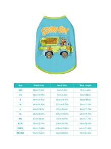 SCOOBY-DOO X SHEIN 1 Piece Of Cute Cartoon Pattern Printed Pet Hooded Sweatshirt, Cat Clothes, Dog Clothes, Size XXS-XXXXL, Adventure - Mint Green - View 5
