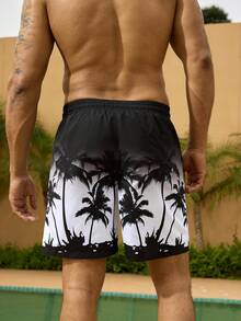 Manfinity Swimmode Quần short đi biển cỡ lớn dành cho nam, in hình cây dừa, kiểu dáng mùa hè, có dây rút ở eo. - Nhiều màu - Xem 2
