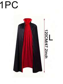 Halloween Vampire Cloak Red And Black Double Collar Death Cloak Death Cloak Pirate Cloak Witch Cloak Costume Props - 黑紅 - 查看 8