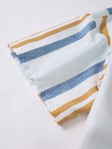 Zaforene Damen Große Größen Einfachknopf Patchwork Top und Shorts Casual 2-Teiler Set - Verschiedenfarbig - Übersicht 5