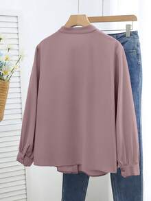 Lacomfia Plus Size Women Elegant Pleated Casual Blouse, Suitable For Spring And Autumn - Pink - View 2