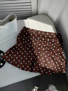 Comfortcana Minifalda de línea A fruncida con lunares de verano - Multicolor - Ver 6