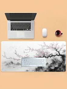 White Large Mouse Pad With Sakura Cloud Design, Rubber Base And Smooth Surface. A Handy Desktop & Office Accessory Compatible With Keyboard And Mouse, Perfect For Gaming, Daily Work And Home Use. - multicolor - View 7