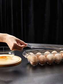 1 Estante de almacenamiento de huevos de PET con múltiples especificaciones, 14 y 12 rejillas transparentes para refrigerador para ordenar huevos, se pueden apilar contenedores de protección de huevos, adecuado para salas de almacenamiento, refrigeradores y cocinas - transparente - Ver 6