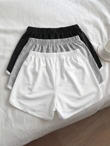 3件套女童（加大码）休闲街头风简约撞色短裤套装，夏季服装裤装 - 彩色 - 查看 2