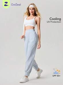 OutZeal Quần thể thao nữ, quần tập gym, quần tập luyện, quần chống tia UV, quần thoáng khí, cạp cao, quần jogger. - Màu xanh nhạt - Xem 1