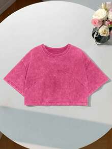 Comfortcana 100% Cotton Washed Basic Short Sleeve T-Shirt - Pink - View 13