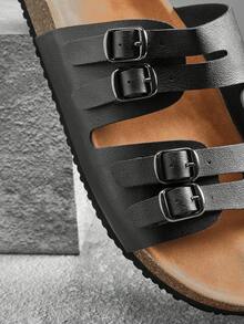 SHUZIA Sandalias de hombre casuales, cómodas y con correas ajustables - Negro - Ver 4