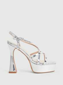 CUCCOO LuxiPop Women Heeled Sandals - Silver - View 1