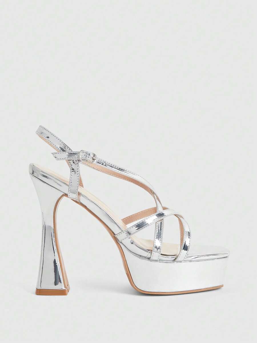 CUCCOO LuxiPop Women Heeled Sandals - Silver - View 1