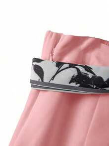 GlowEve CURVE Falda plisada con cintura elástica y estampado floral, elegante para el uso diario - Rosa vieja - Ver 4