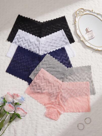 5pcs/Pack Plus Size Women Lace Panties
