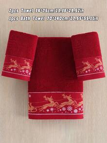 3 Buah Handuk Kamar Mandi Katun Murni 100% Berbentuk Lingkaran Warna Polos / Atau Set Handuk Praktis - Merah - View 12