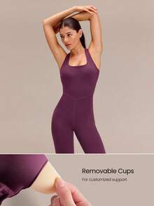 GLOWMODE FeatherFit™ Mono de cuello de chal de 26" con espalda de cruce bajo impacto para estudio de yoga de verano - cola de cereza - Ver 4