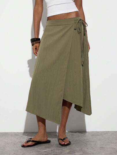 Maija Women's Casual Tie-Wrap Skirt,Festival Skirt,Green Skirt,Summer Holiday Outfits,Beach Outfit For Women