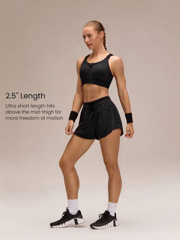 2.5'' VitalSwift Sunny Sprint Lightweight Quick-Dry Odor Control Side-Split Hem Mid Waist T-Shirt Hanging Storage Shorts Running Jogging Training Workout Gym Wear