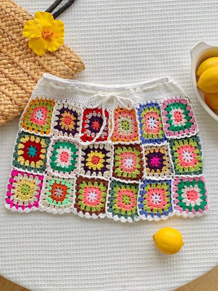 Comfortcana Chân váy ngắn dệt kim nữ có dây rút eo, in họa tiết toàn thân, kiểu dáng thường ngày, đa năng, thích hợp cho hẹn hò, đi chơi tối. - Nhiều màu - Xem 1