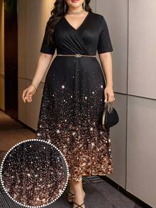 Modelyn Robe élégante sans manches à croisement grande taille - Multicolore - Voir 2
