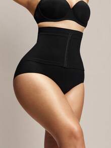 1pc Women Plus Size Seamless Double-Layer High Waist Tummy Control Butt Lifting Shorts - Black - View 6