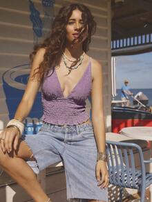 Aralina Women's Casual Sleeveless Cropped Tank Top - Purple - View 9