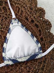 Elavelle 女士春夏提花面料挂脖系带比基尼上衣 - 彩色 - 查看 5