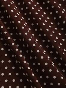 Sweetra Spring/Summer Sleeveless Elegant Polka Dot A-Line Mini Dress With Neck Tie Metal Buckle Decor, Retro Romantic Commuting Outfit For Women, Coffee Color - Brown - View 4
