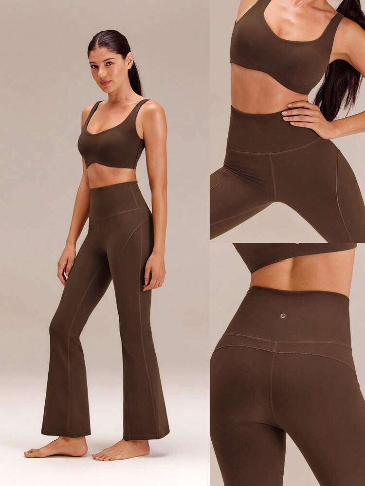 31" FeatherFit™ Ultra-High-Waisted Curved Seam Flared Leggings Pants Low Impact Yoga Pilates Daily Spring Summer