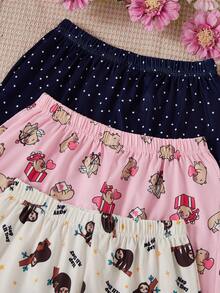 Elladie kids 六件套大童时尚夏季家居服，包括无袖圆领背心和休闲短裤。款式多样，包括藏青色、白色波点、粉色和灰色，并饰有可爱的卡通樱桃爱心图案。采用轻盈柔软的针织面料，带来亲肤舒适的居家休闲体验。 - 彩色 - 查看 5