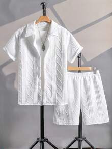 SHEIN Vacaura Teen Boy Casual Cool Comfortable Hoodie & Pants Set - Apricot - View 4