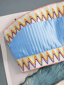Swim Vcay Conjunto de bikini de verano para mujer con top bandeau de patchwork y Bottom triangular - Azul - Ver 5