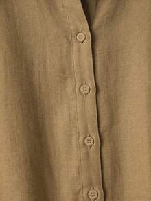 Franclia Women's Solid Color Single-Breasted Casual Versatile Daily Wear Long Sleeve Shirt - Camel - View 5