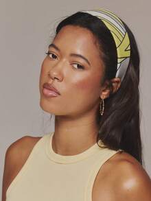 MUSERA 1 Piece Fashionable Fun Print Striped Pattern Fringed Wide Tail Women's Headband (Matching For Daily Travel) - Yellow - View 3