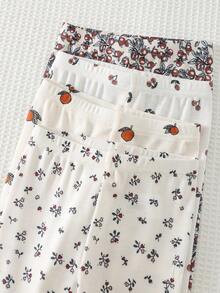 Cozy Pixies Bộ 4 quần short cho bé gái in họa tiết hoa, chất liệu mềm mại, cạp chun. - Màu be - Xem 3