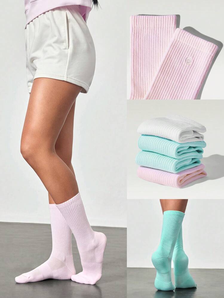3 Pairs Socks Soft Ventilated Mesh With Embroidered Logo Gym Workout Daily