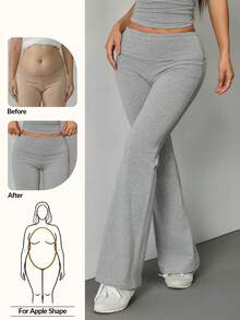 SHEIN PETITE Quần skinny ống loe nữ, chất liệu cotton pha co giãn cao, thoải mái cho mùa hè, kiểu dáng đa năng dễ phối đồ. - Màu Xám nhạt - Xem 14