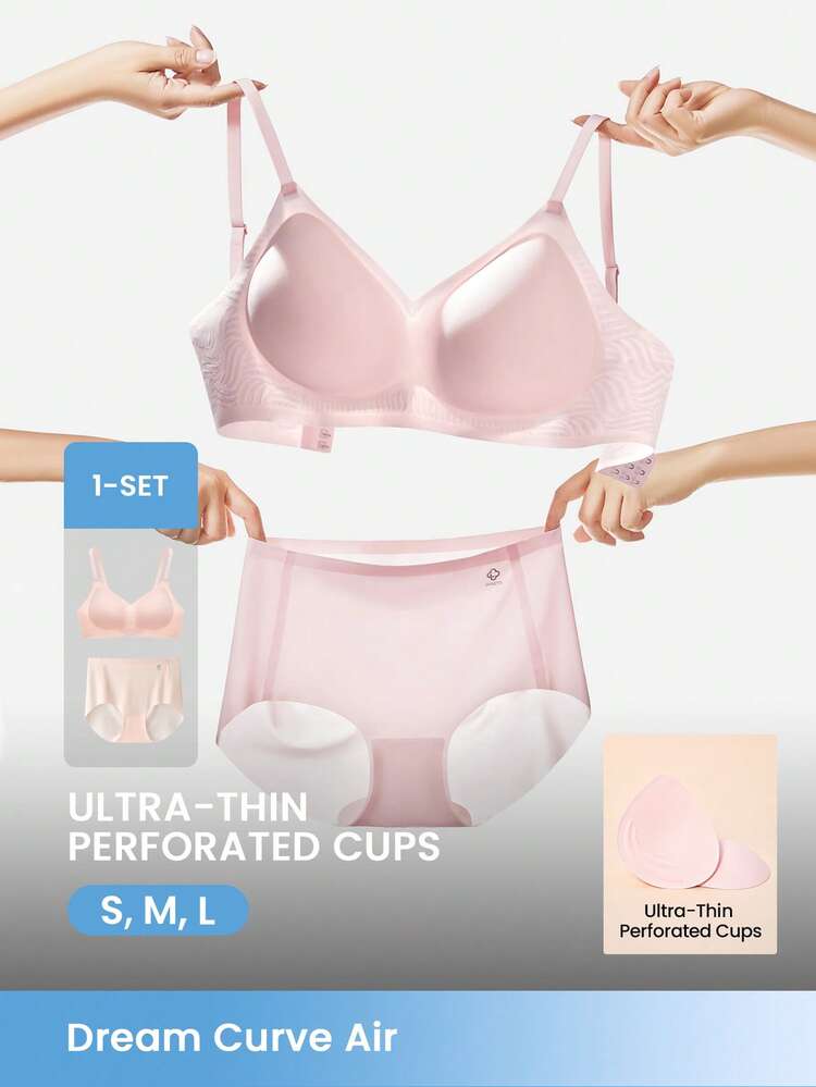 Dream Curve Air Wireless Seamless Breathable Sheer Bra & Panty Set