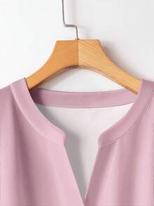 SHEIN RusticEase Bộ đồ 2 món dành cho nữ: Áo dài tay màu trơn và quần dài in họa tiết. - Hồng - Xem 4